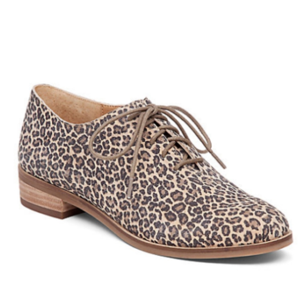 New LUCKY BRAND Leopard Print Oxfords Lace-Up "CASTENER "
